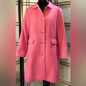 Talbots Women’s Size 18 Wool Blend Long Coat Pink Italian Woven Fabric Lined